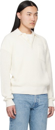 Ralph Lauren Purple Label White Silk Linen Polo Sweater