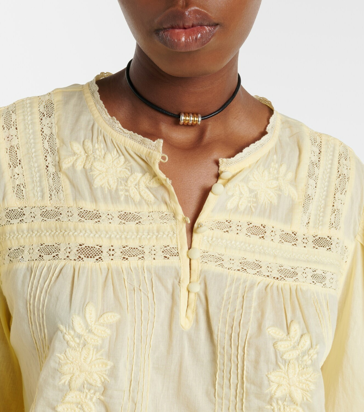 Velvet Byrdie lace-trimmed cotton blouse