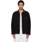 LEMAIRE Black Workwear Leather Collar Denim Overshirt