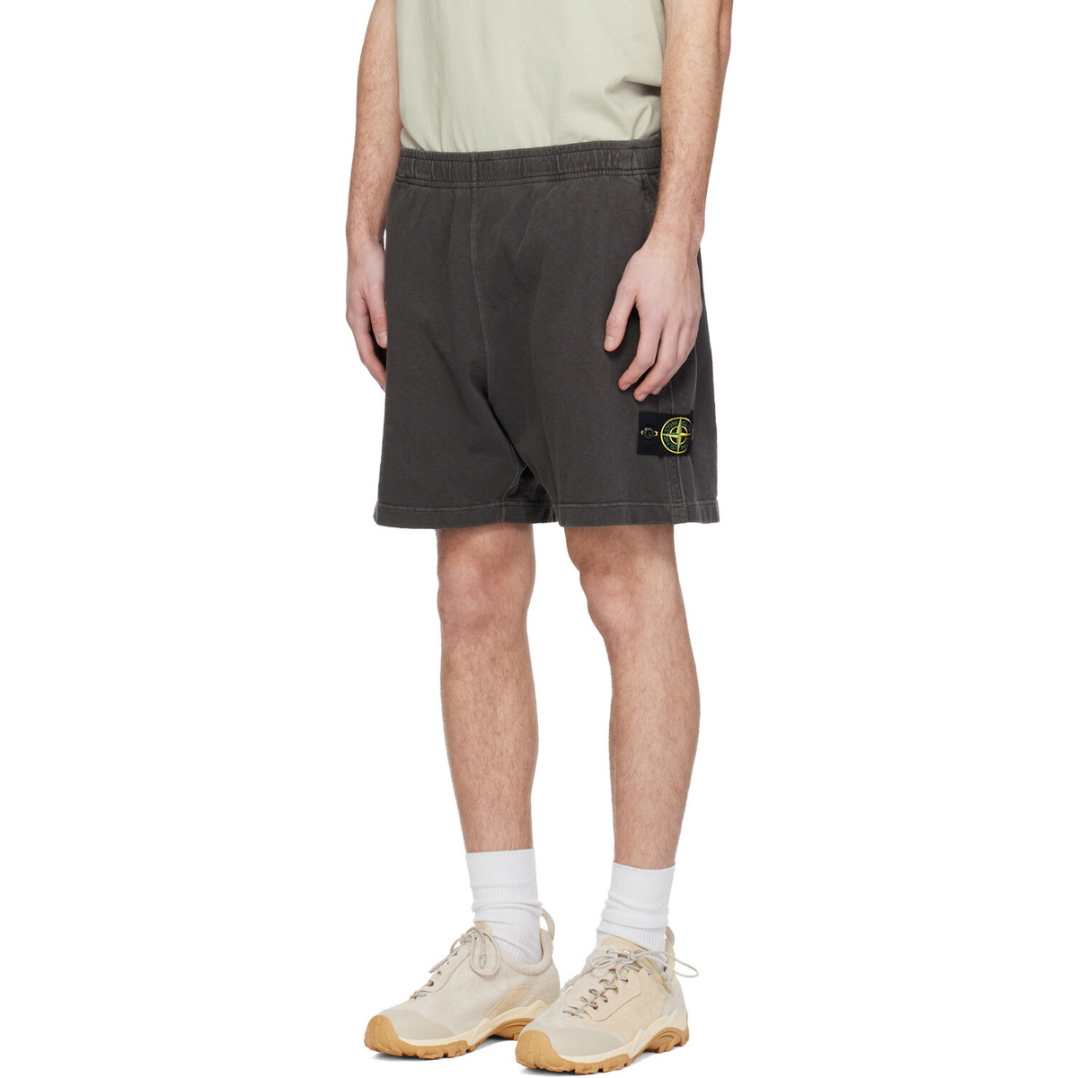 Stone Island Gray 6200014 Malfilé Fleece Old Effect Shorts