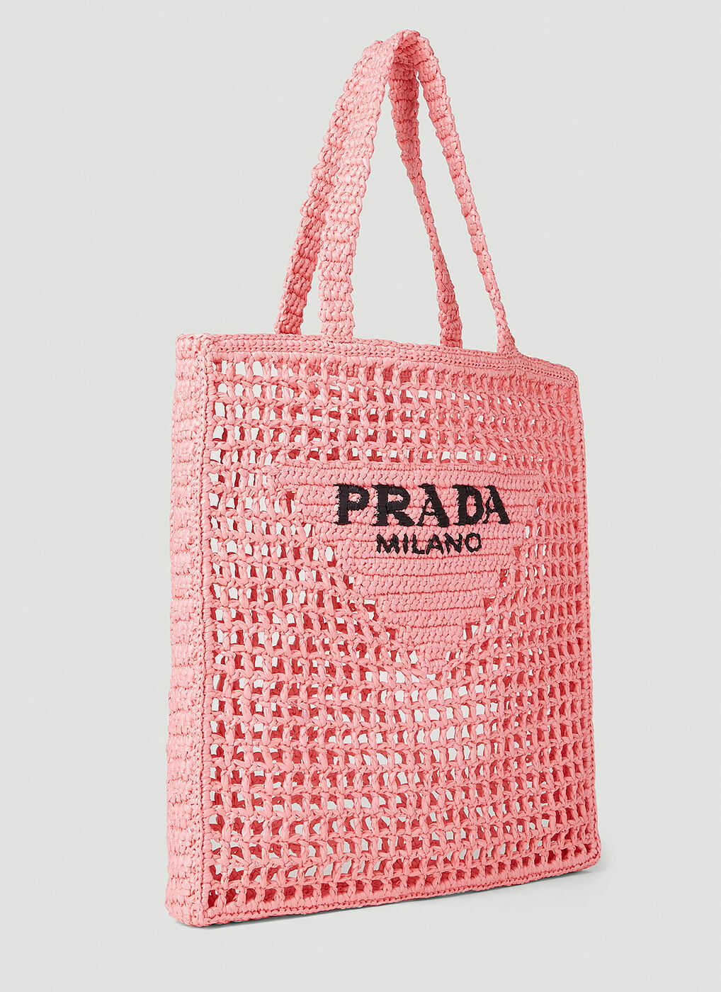 Prada Men's Triangle Logo Raffia Tote Bag