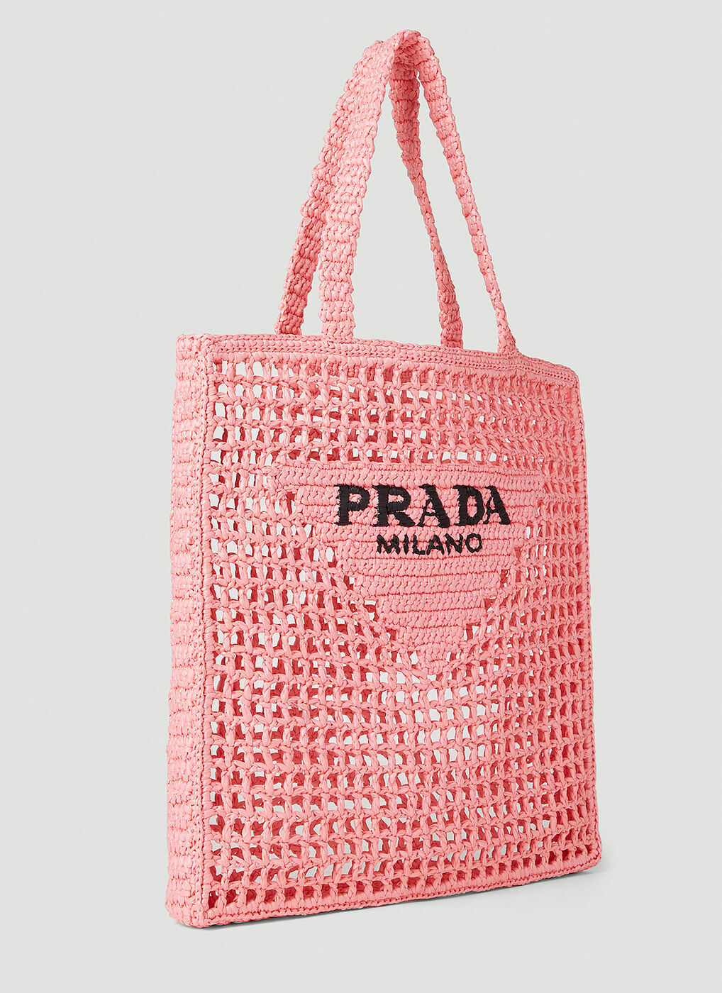 Prada Men's Triangle Logo Raffia Tote Bag