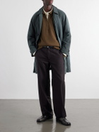 ATON - Wool-Blend Half-Zip Polo Sweater - Brown