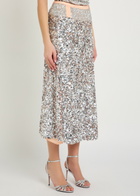 Rabanne Sequin-embellished Satin Midi Skirt Silver