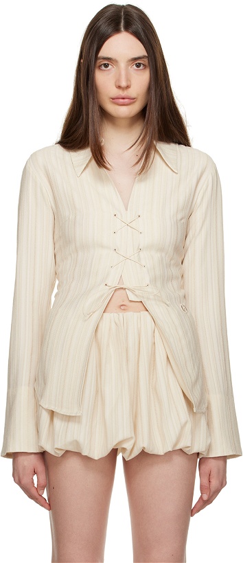 Photo: TheOpen Product Beige Lace-Up Shirt