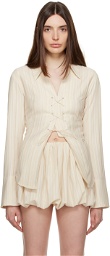 TheOpen Product Beige Lace-Up Shirt