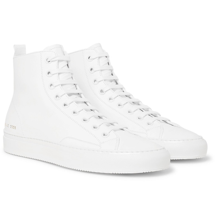Photo: Common Projects - Tournament Leather High-Top Sneakers - White