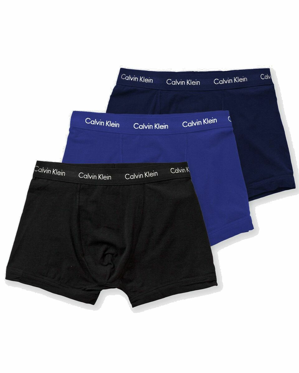 Photo: Calvin Klein Underwear Cotton Stretch Trunk 3 Pk Black|Blue - Mens - Boxers & Briefs