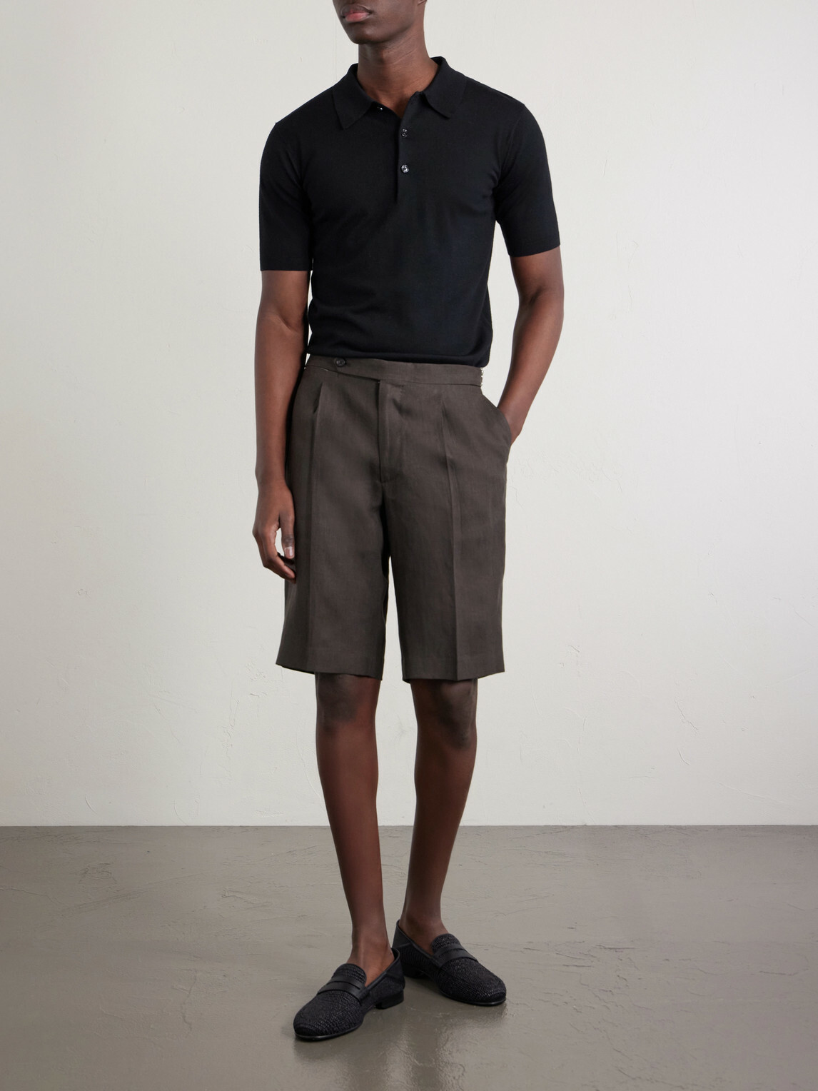 De Petrillo - Straight-Leg Linen Shorts - Brown