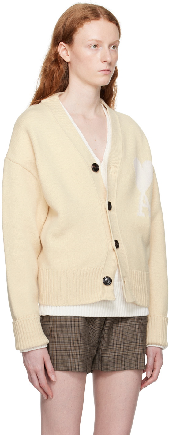 AMI Paris Off-White Ami de Cœur Cardigan AMI