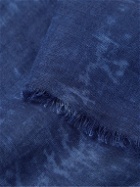 Altea - Fringed Tie-Dyed Modal, Linen and Silk-Blend Voile Scarf