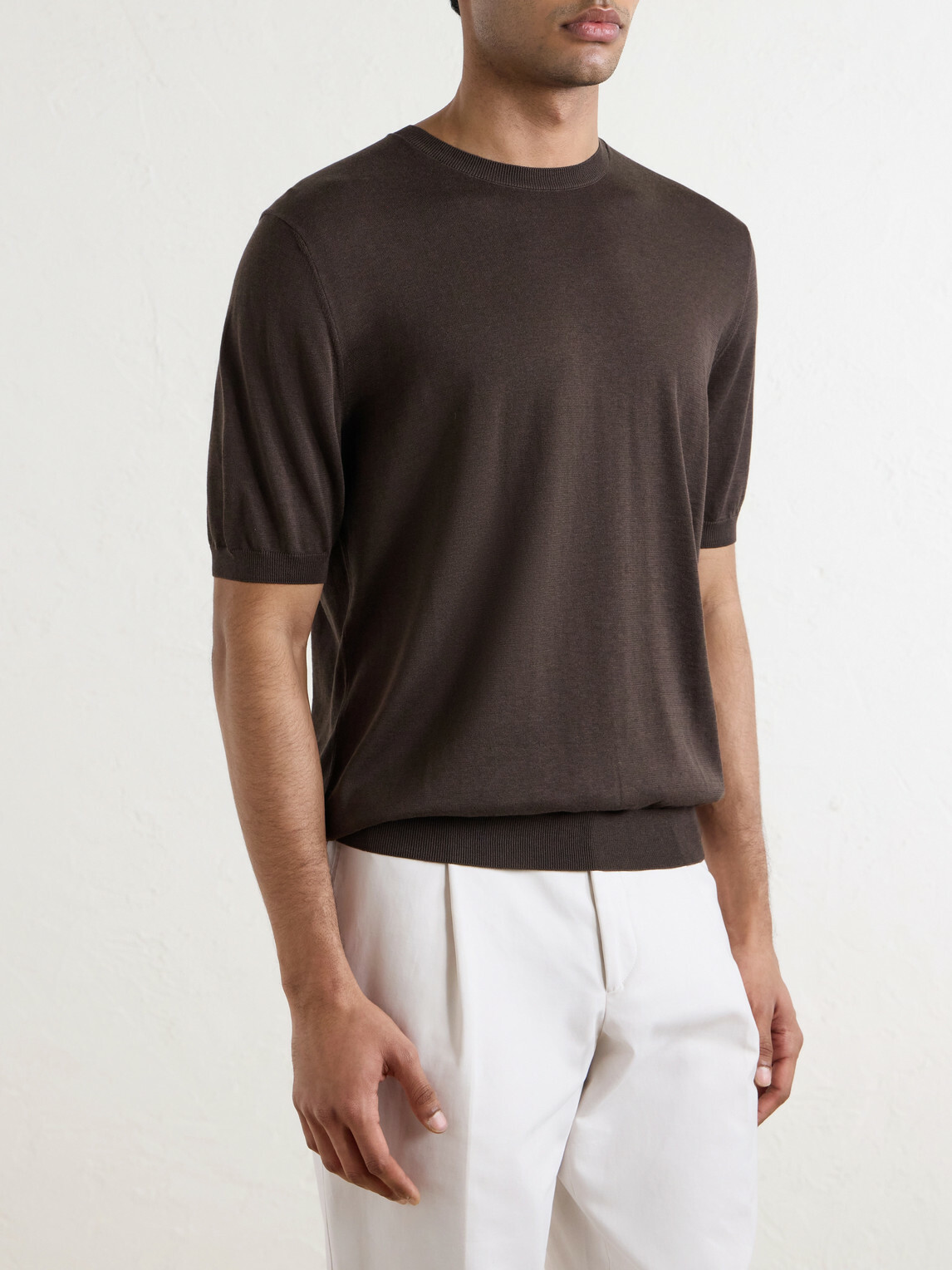 Slowear - Cotton and Silk-Blend T-Shirt - Brown