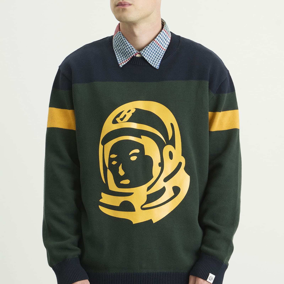 Billionaire Boys Club Men's Astro Panelled Knit Jumper in Dark Green