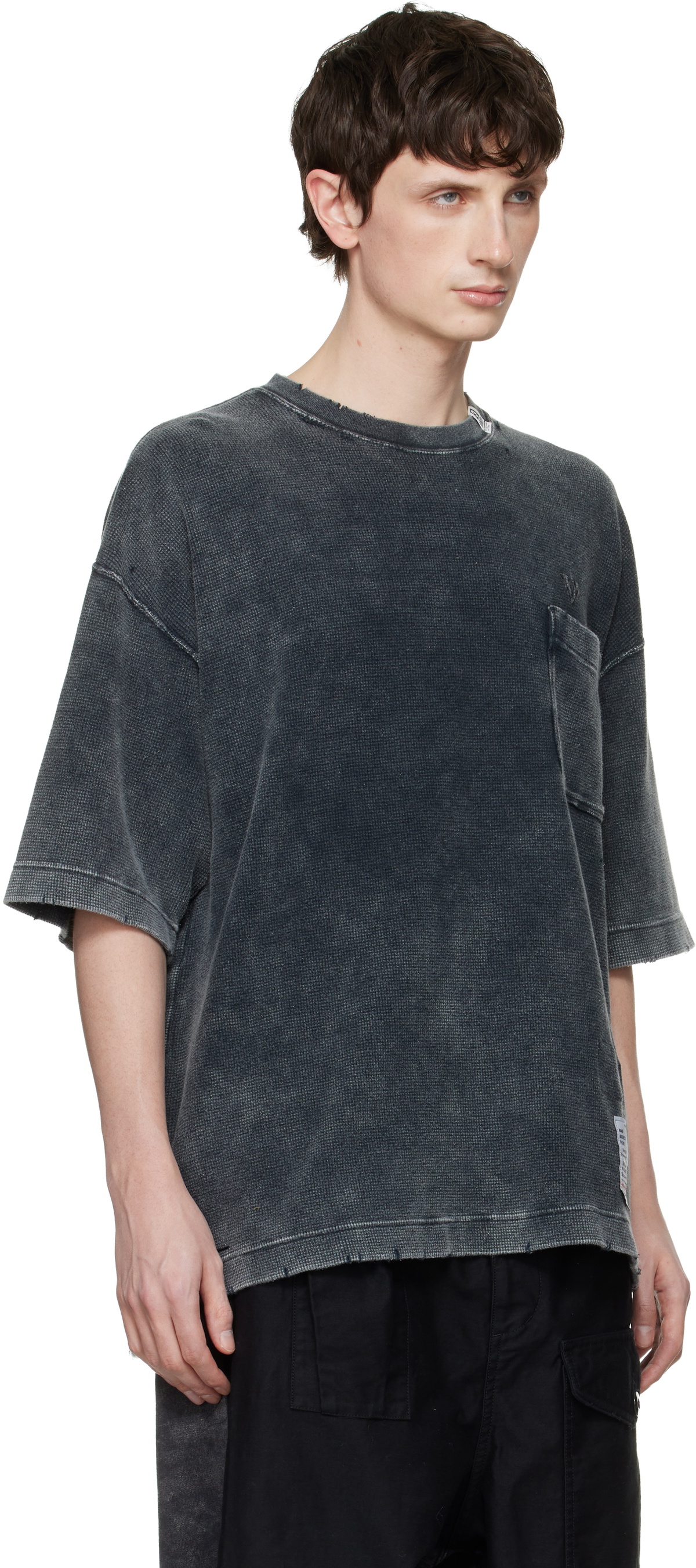 Maison MIHARA YASUHIRO Black Bleached Thermal T-shirt