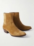CELINE - Western Embroidered Suede Boots - Brown