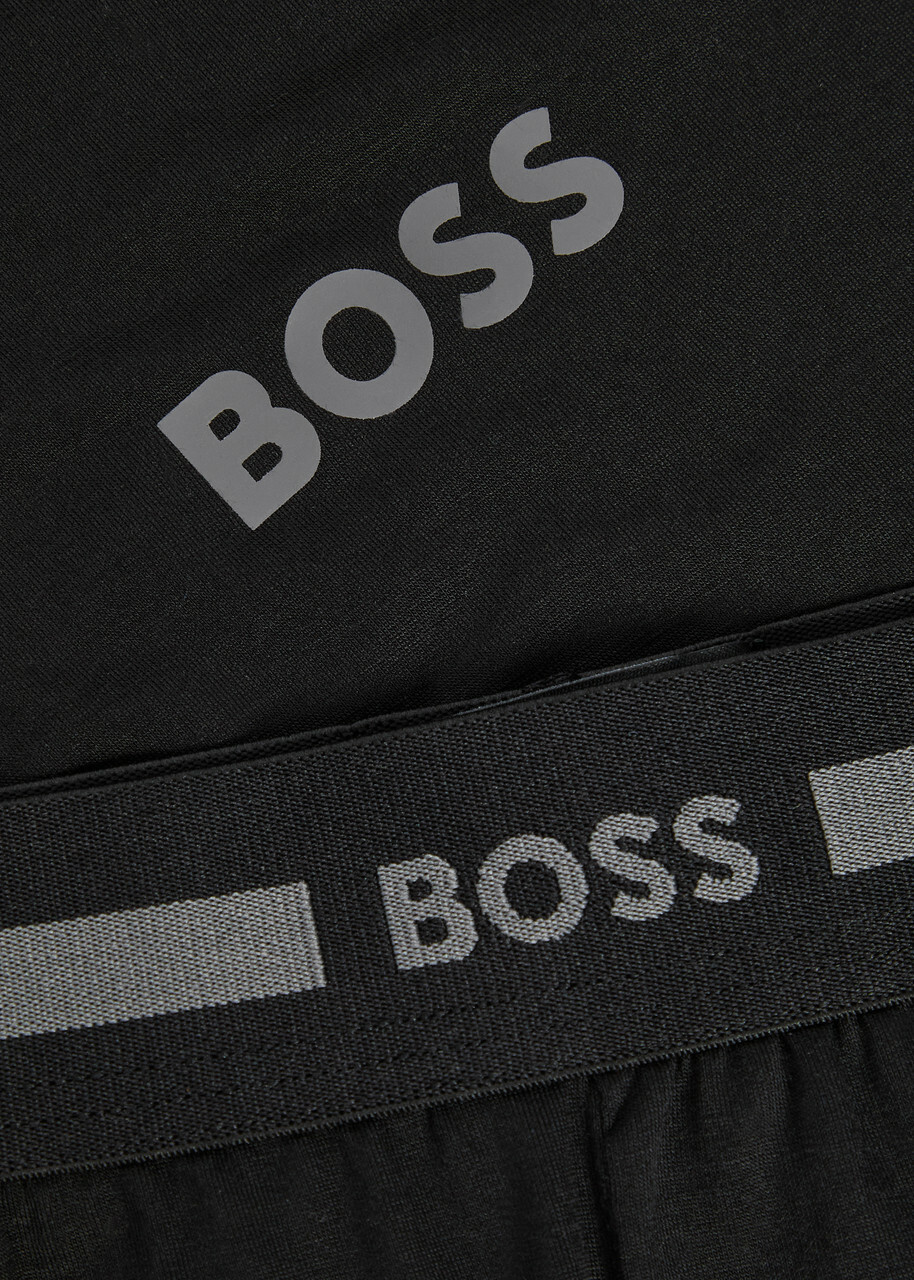Boss Ultralight Logo Stretch-jersey T-shirt and Short set Black