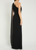 Roland Mouret Bow Crystal-embellished Satin and Crepe Gown Black