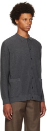 Sunspel Grey Spread Collar Cardigan