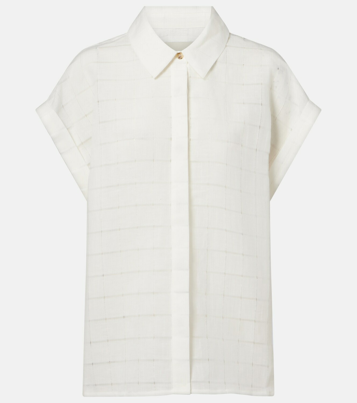 Asceno Andra linen and cotton checked shirt