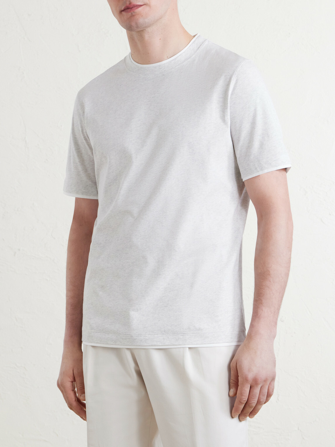 Brunello Cucinelli - Layered Cotton-Jersey T-Shirt - Gray