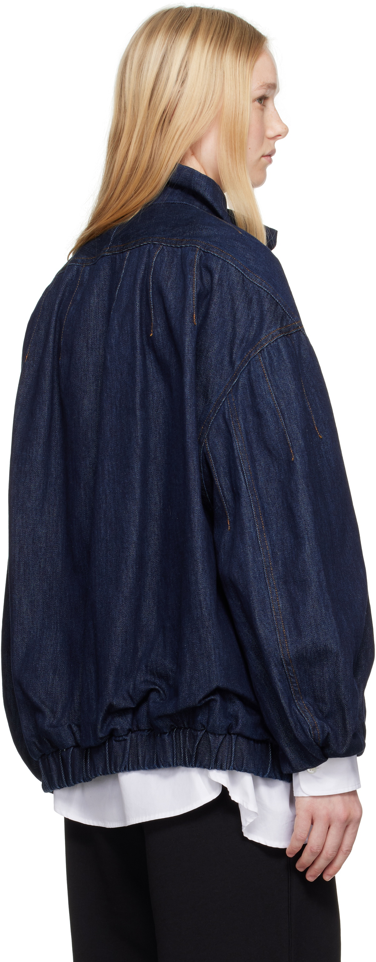 Dries Van Noten Navy Press-Stud Denim Jacket