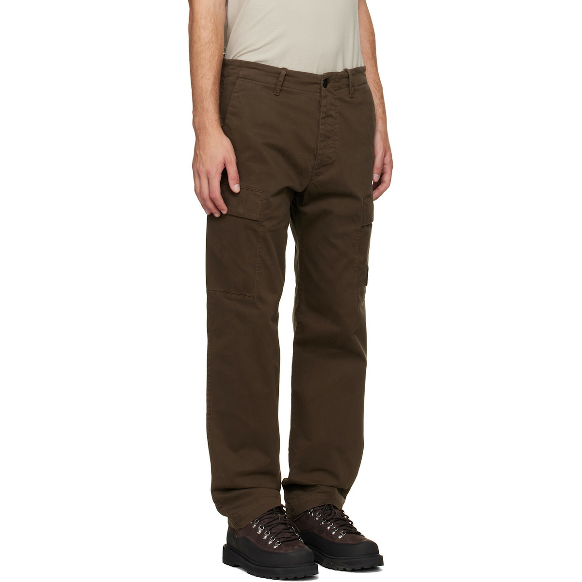 C.P. Company Khaki Stretch Sateen Regular Cargo Pants