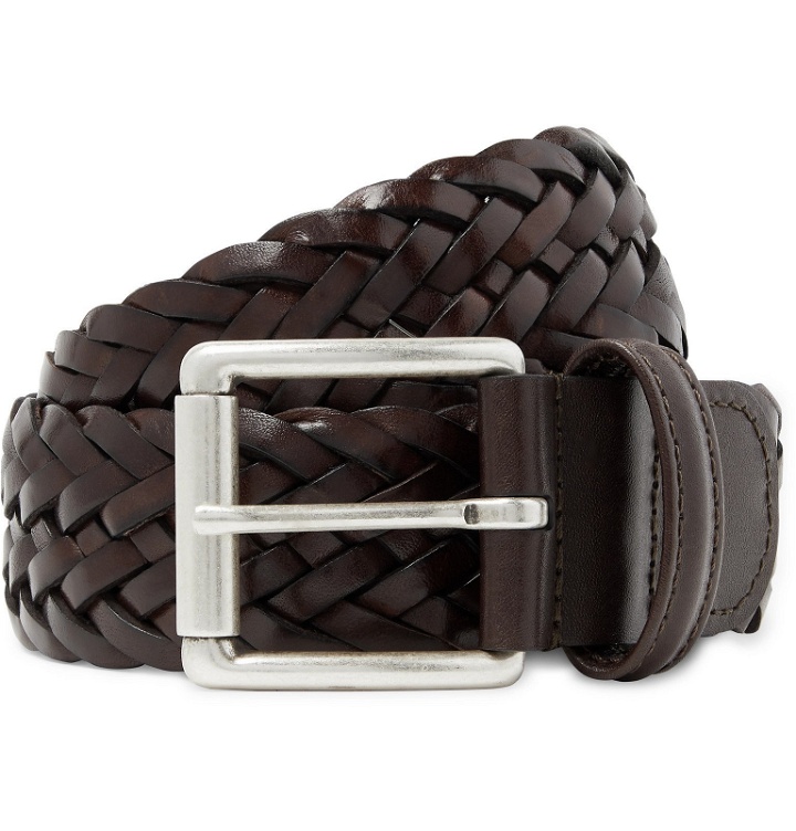 Photo: Anderson's - 4cm Dark-Brown Woven Leather Belt - Brown