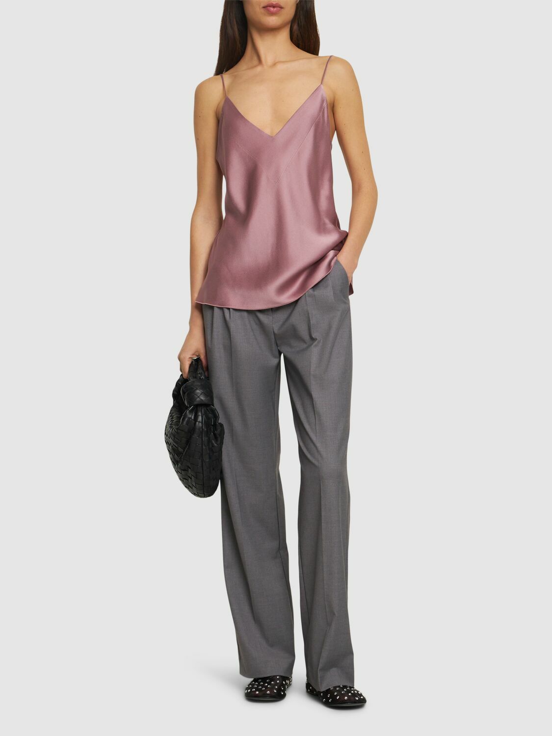 grey satin camisole top