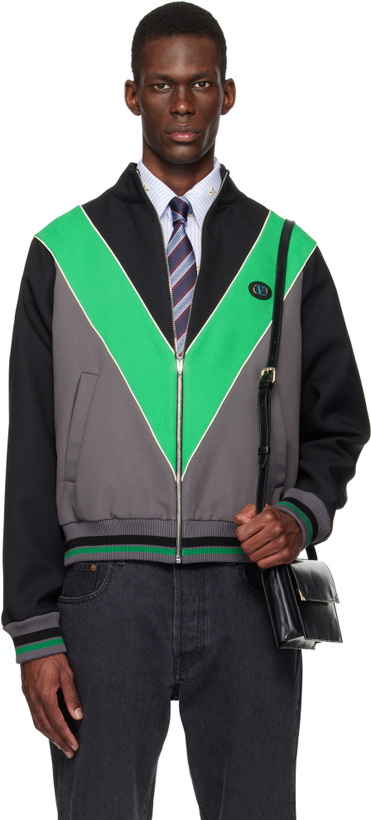 Photo: Valentino Black & Green Inlaid V Track Jacket