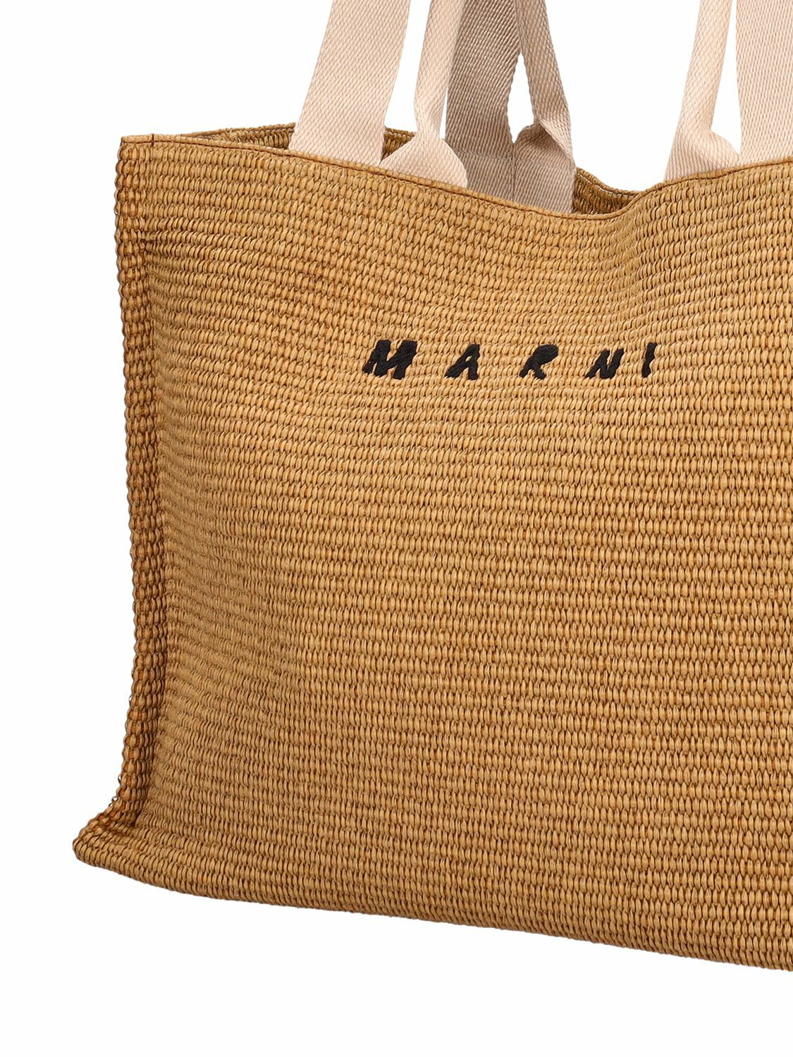 MARNI - Large Logo Raffia Effect Tote Bag Marni
