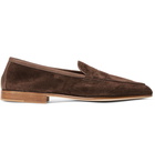 Edward Green - Polperro Leather-Trimmed Suede Penny Loafers - Brown