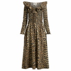 Damson Madder Women's Harper Shirred Midi Dress in Leopard