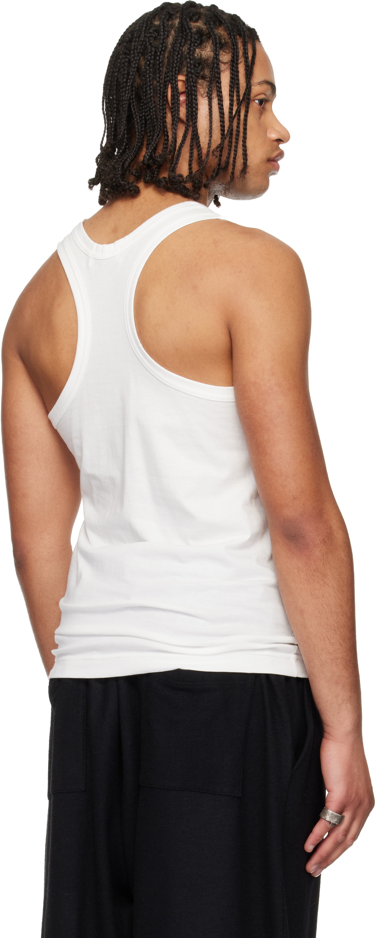 YOHJI YAMAMOTO Off-White Single Jersey V Neck Tank Top