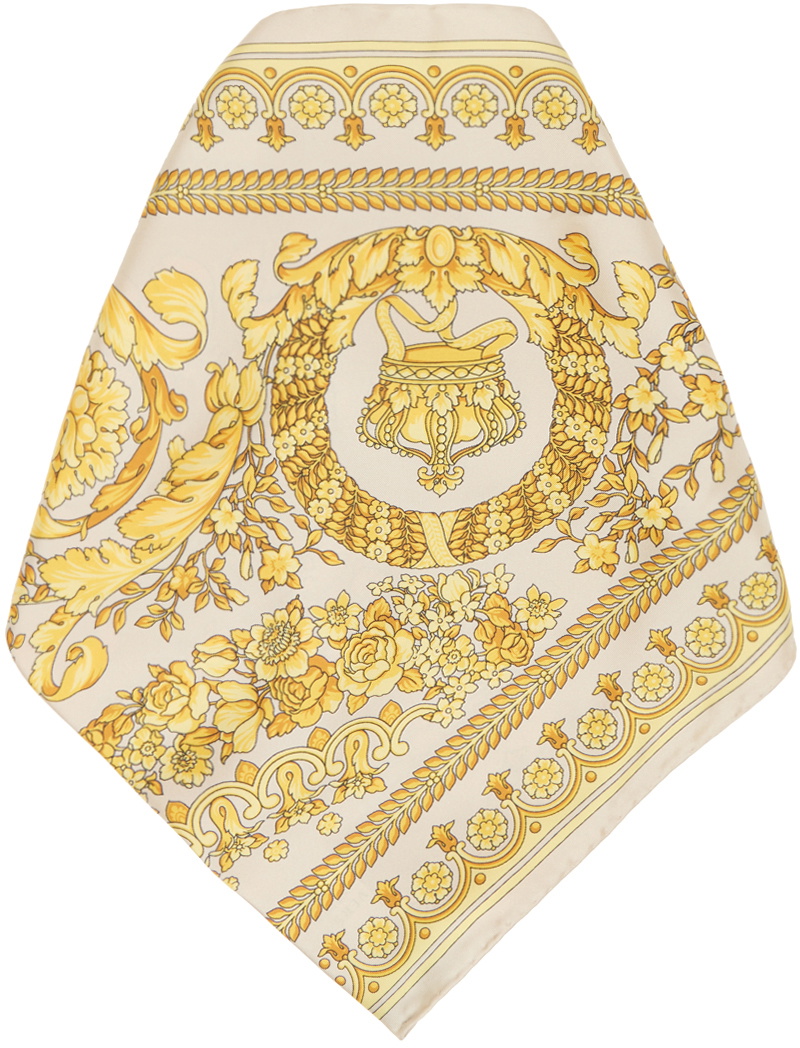 Versace Beige & Yellow Barocco Scarf