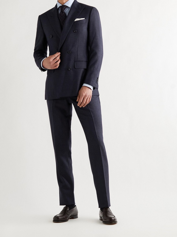 Photo: THOM SWEENEY - Double-Breasted Wool Suit Jacket - Blue