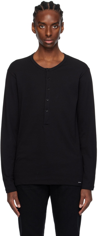 Photo: TOM FORD Black Patch Long Sleeve Henley