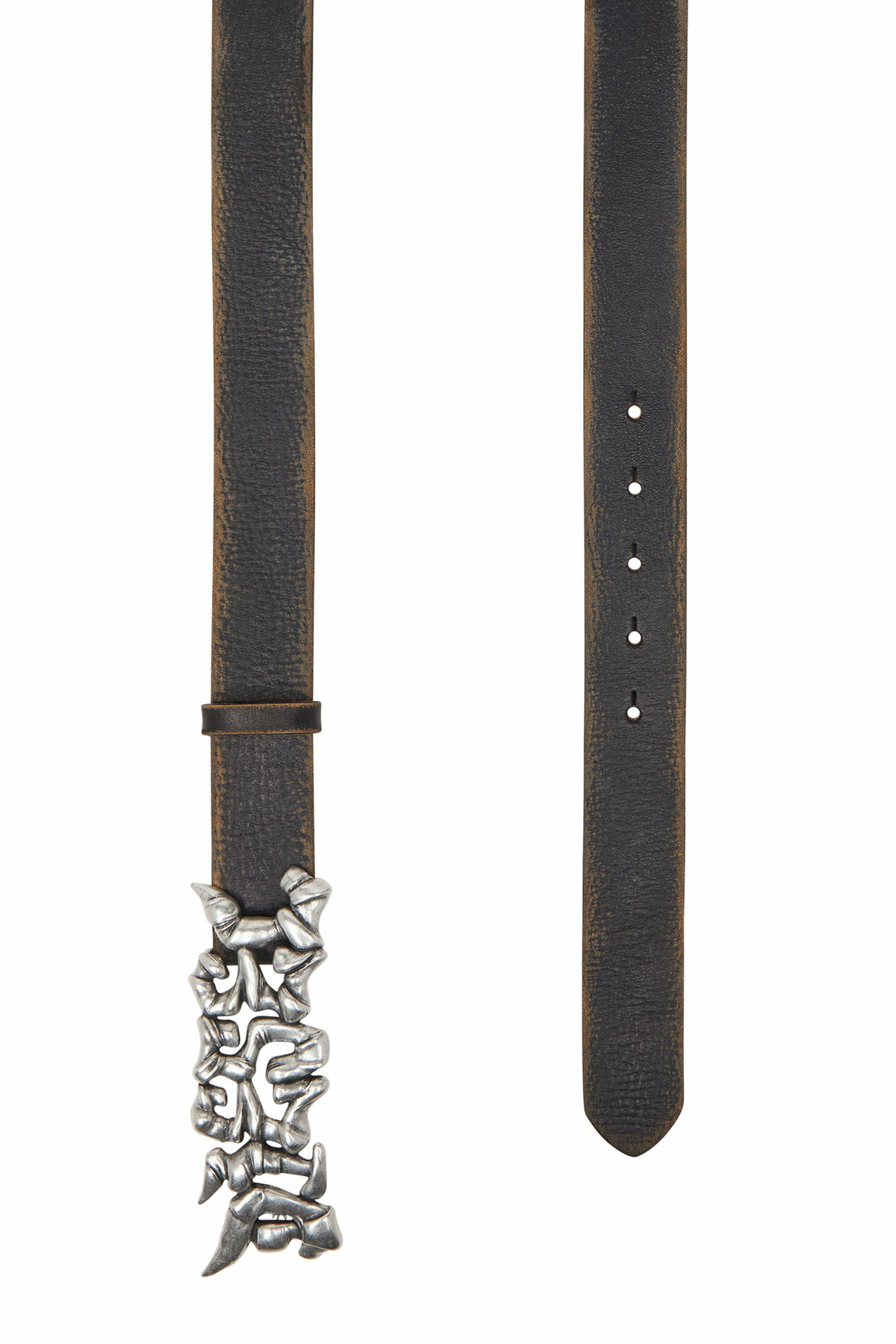 Diesel 3.5cm treated leather belt with graffiti buckle - Belts - Unisex - Multicolor