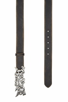 Diesel 3.5cm treated leather belt with graffiti buckle - Belts - Unisex - Multicolor