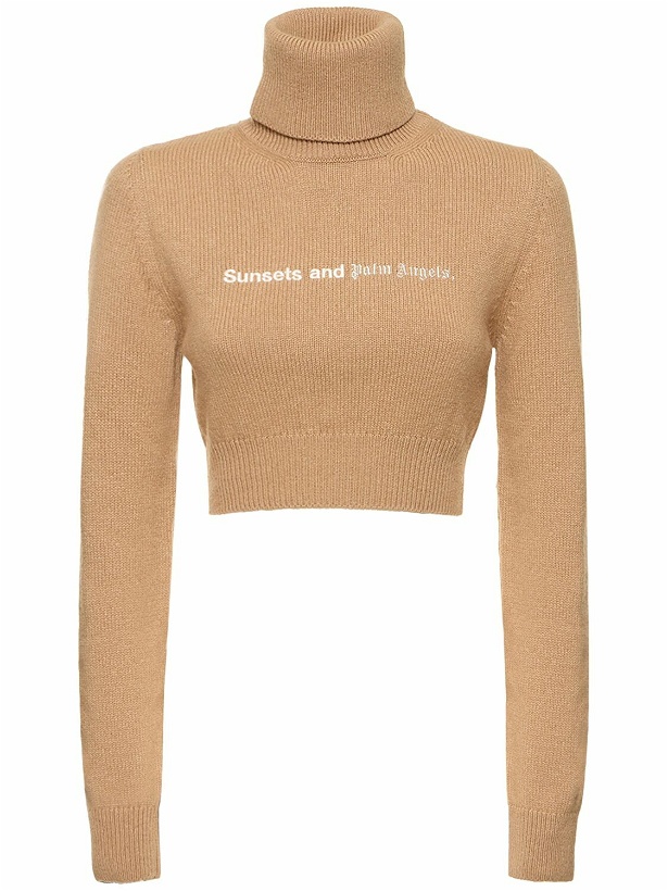 Photo: PALM ANGELS Sunset Cropped Wool Blend Turtleneck