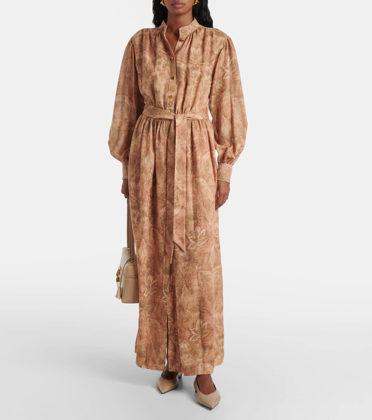 loro piana shirt dress Loro Piana 2022 Leyla Belted Linen Shirt Dress Orange