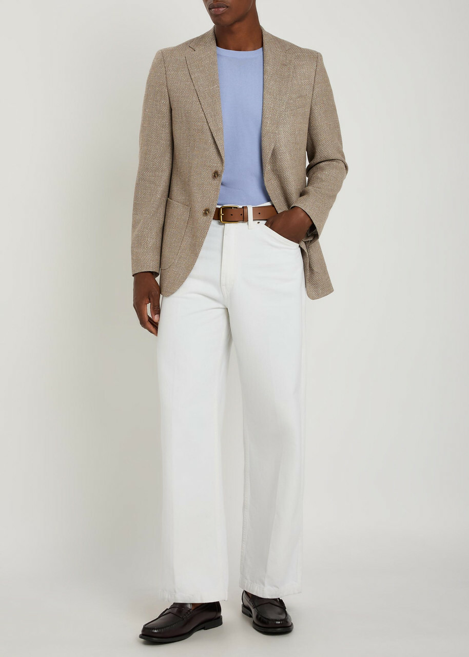 Boss Hutson Wool and Linen-blend Blazer Beige