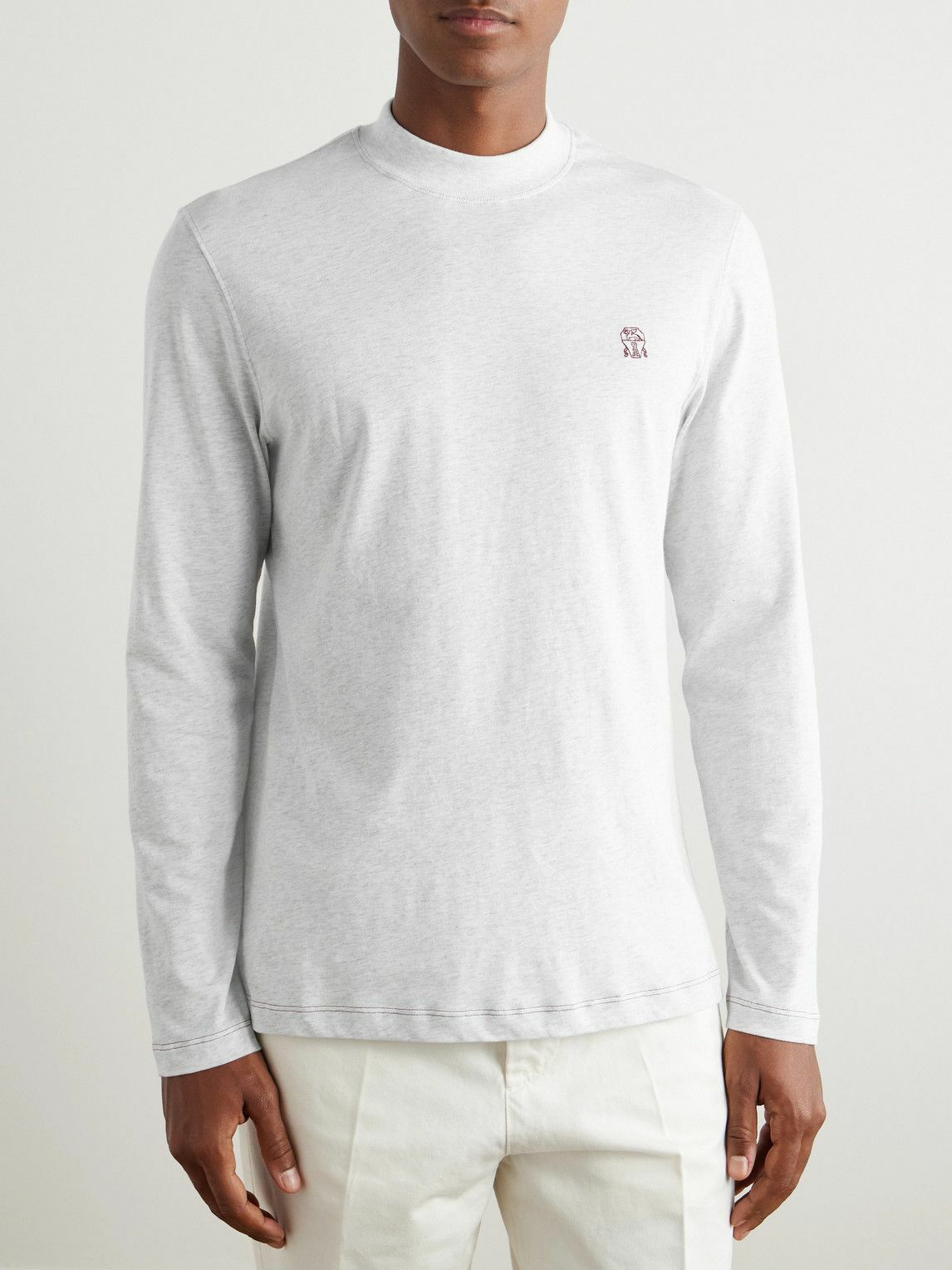Brunello Cucinelli ラウンドネック ロングTシャツ | グレー