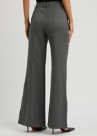 Clea Hunter Embroidered Flared-leg Wool Trousers Grey
