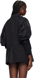 sacai Black Wool Silk Suiting & Nylon Twill Blazer