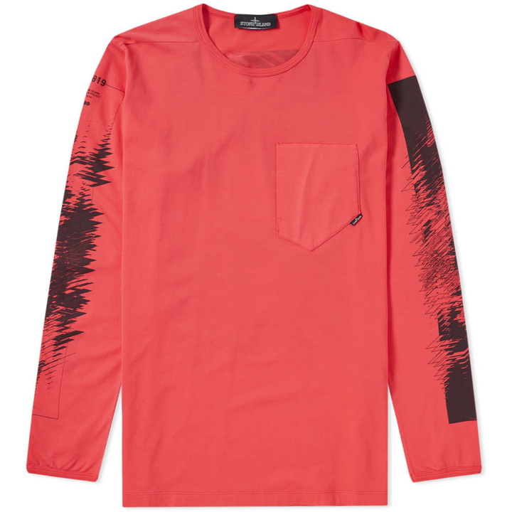 Photo: Stone Island Shadow Project Long Sleeve Mako Jersey Pocket Tee Red