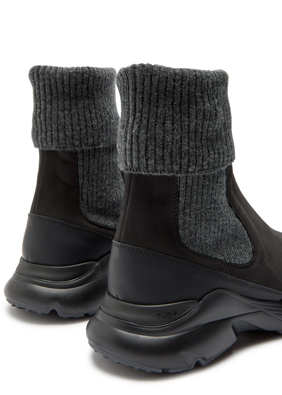 Tods Sport Run Nubuck Ankle Boots Black Grey