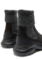 Tods Sport Run Nubuck Ankle Boots Black Grey