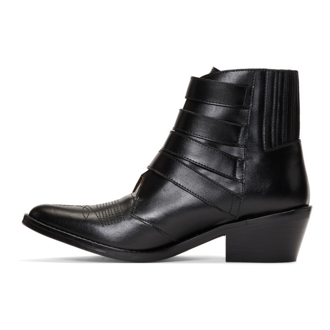 Toga Pulla Black Four Buckle Western Boots Toga Pulla