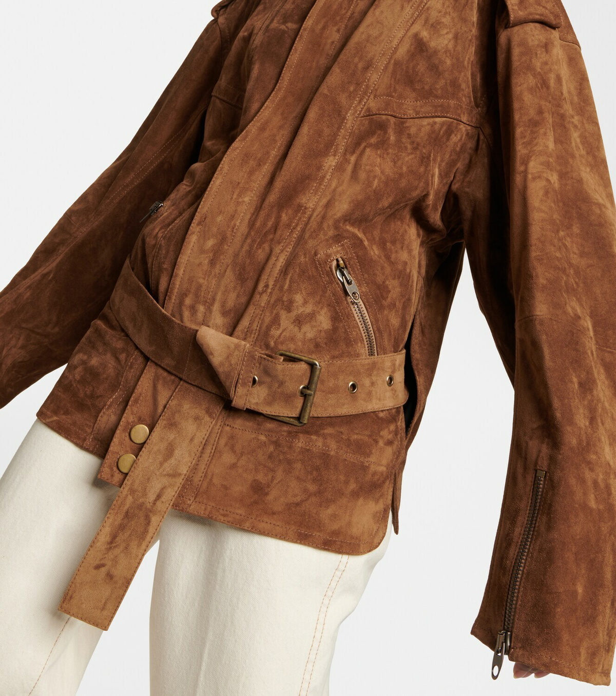 Petar Petrov Belted suede biker jacket