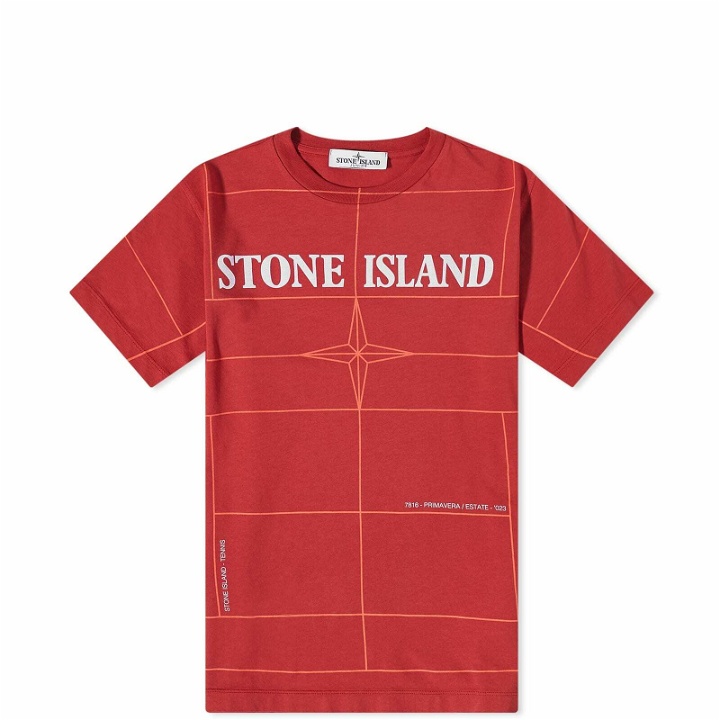 Photo: Stone Island Junior Grid Graphic Logo T-Shirt in Red